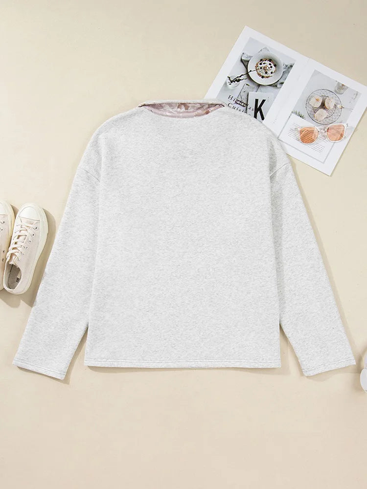 GIBSIE Plus Size Stand Collar Printed Zipper Front Pullover Hoodie Women Casual Long Sleeve All Match Woman Sweatshirts 2025 New