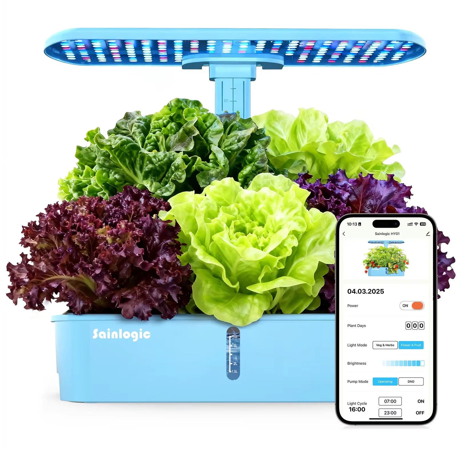 Smart Hydroponics Growing System, APP & WiFi Controlled, 12 Pods, Silent Auto Water Pump, Home Herb Garden Planting Kit