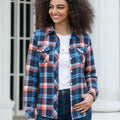 Women's Plaid Flannel Shirt Casual Long Sleeve Button Down Blouse Loose Fit Plaid Top For Spring Fall Daily Wear