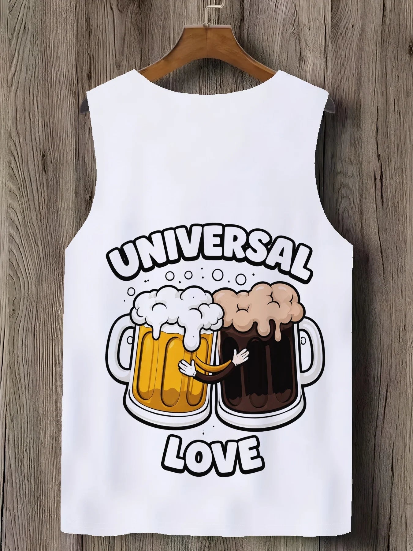 Fun Beer Quick-Dry Sports Two-Piece Set: Breathable Sleeveless Top and Beach Shorts for Men Including Beer Mug
