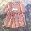New Women's Plus-size Set Adult Short-sleeve and Shorts Two-piece Set Children's Loose Casual Set Women's T-shirt and Shorts Set
