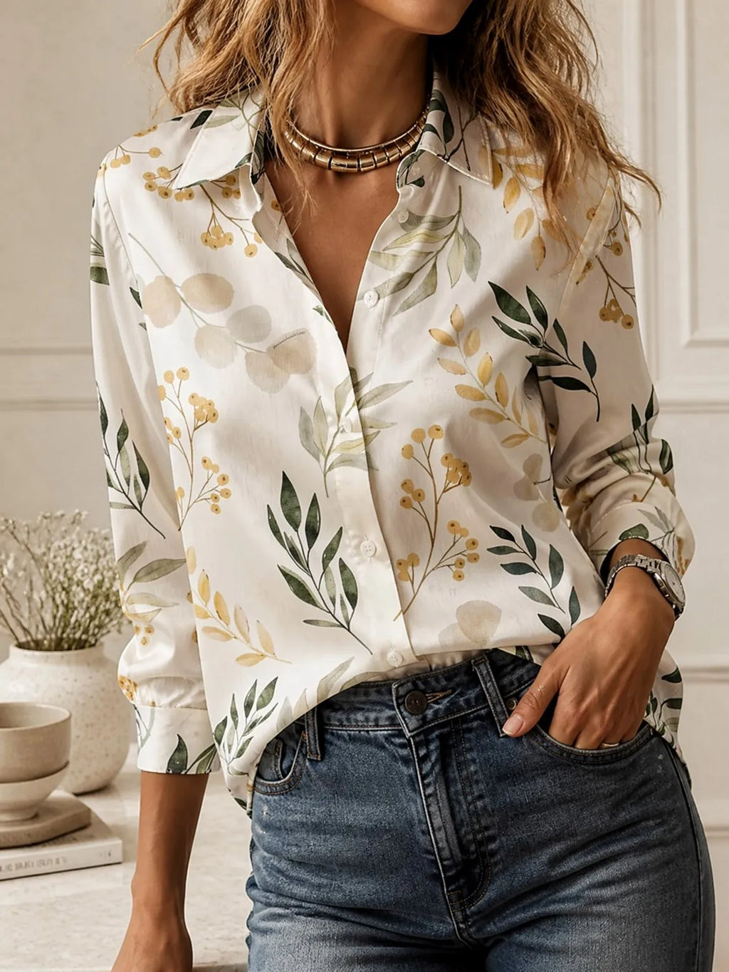 2026Fashion lapel collar long sleeve shirt all-match elegant ladies going out tops