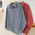 Korean-style Vintage Plaid Shirt New Spring And Autumn Casual Versatile Top Loose And Slimming Versatile College-style Shirt