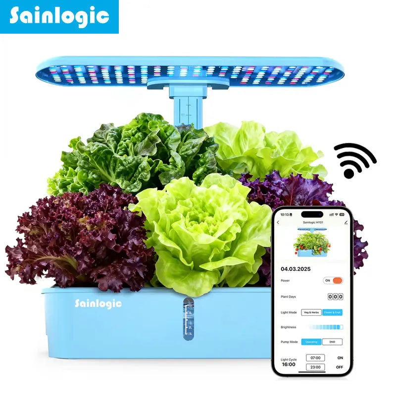 Smart Hydroponics Growing System, APP & WiFi Controlled, 12 Pods, Silent Auto Water Pump, Home Herb Garden Planting Kit
