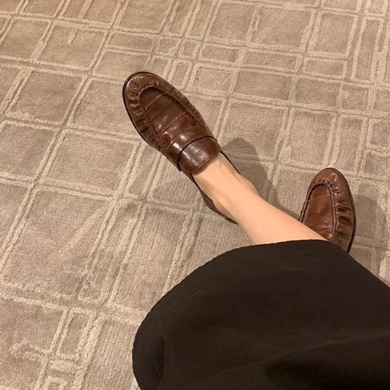 Luxury Women's Shoes New Handmade Genuine Leather Loafers for Woman Exquisite Britain Casual Shoes Designer Shoes Zapatos Mujer