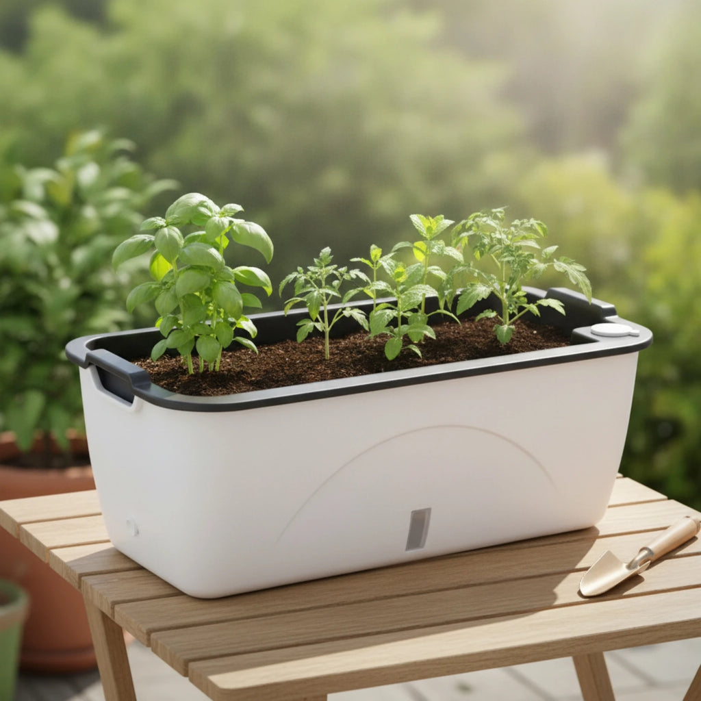 Self-Watering Planter Compact Self Watering Planter Flower Box Long-Lasting Practical for Balcony, Windowsill
