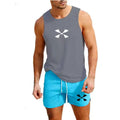 Outdoor Jogging Sportswear Men's Vest+Shorts 2-Piece Summer Casual Fashion Trend Set Beach Surfing Men's Suit European size