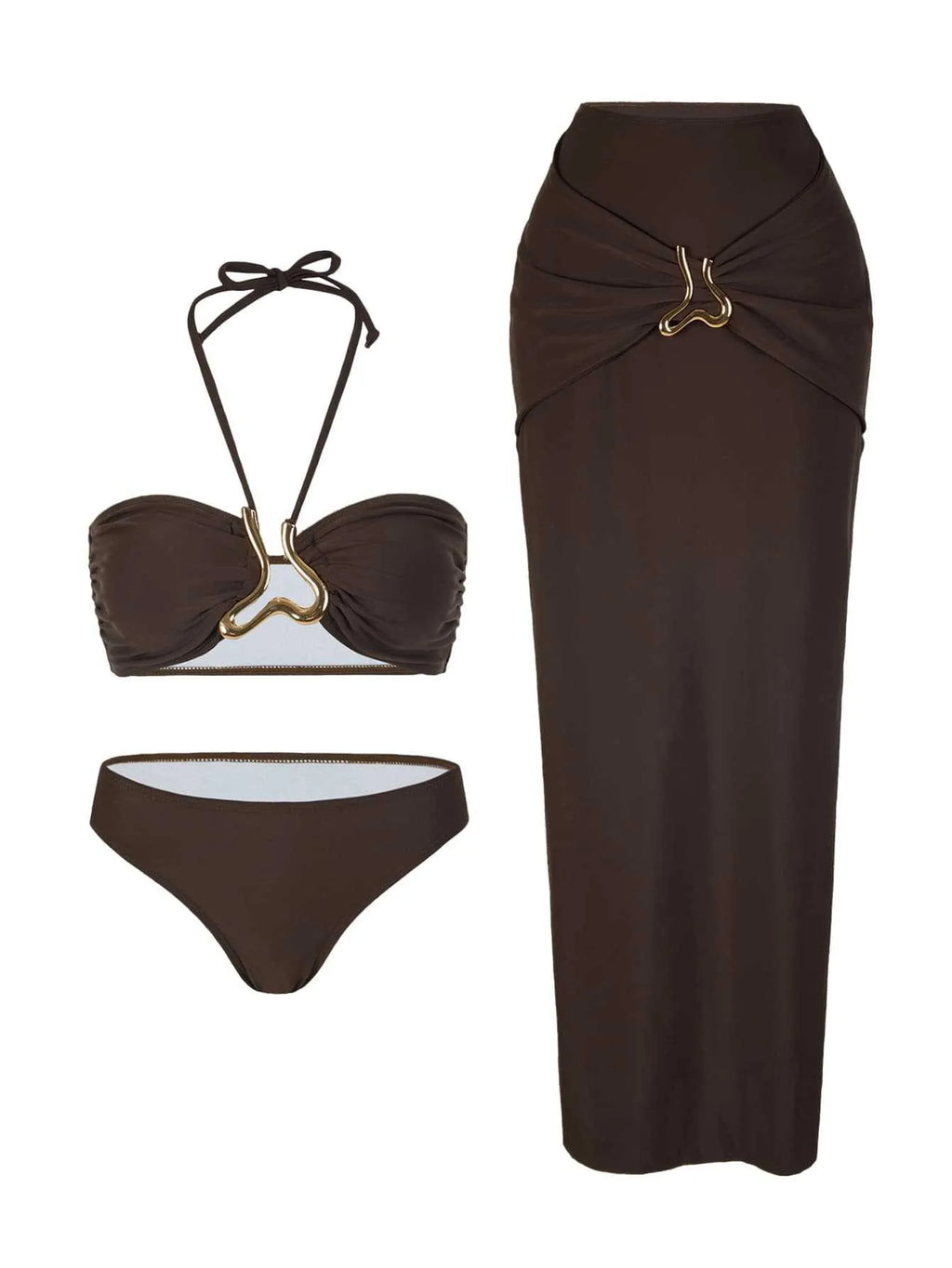 Women Sleeveless Tankini Bikini Halter Neck High Waist Two Piece Swimsuit Ruched Wrap Front Swimwear Set with Solid Color Bottom