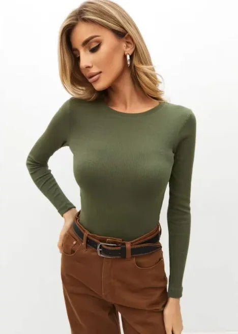 Women Cropped Long Sleeve T Shirts Slim Fitted Y2K Basic Layering Tops Sexy Figure-Hugging Going Out Long Sleeve Blouses