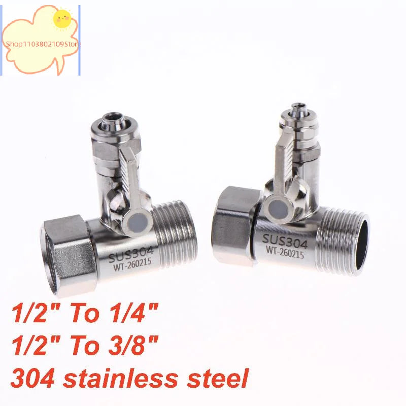 【HT】【HT】1 Set Tap Tee B Cold Hot Water Pipes Home Accessories 1/2" To 1/4"3/8" With Shut-Off Ball Valve RO Feed Water Adapter